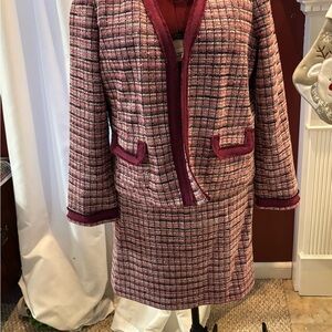 Chanel Pink Plaid Tweed Coat